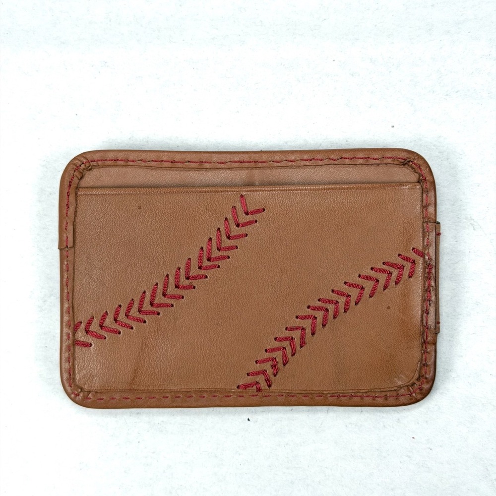 Rawlings Baseball Stitch Leather Front Pocket Magnetic Wallet RS10002 RFID - TAN